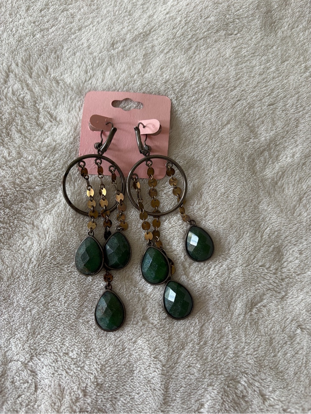 Green Teardrop Dangle Earrings - Women Jewelry